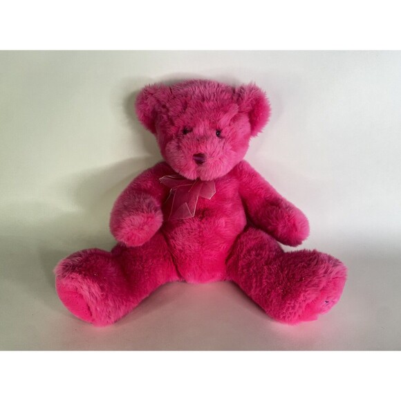 FAO Schwarz Girl Hot Pink Sparkle Bear Teddy Plush Stuffed Animal Toy Fifth Ave